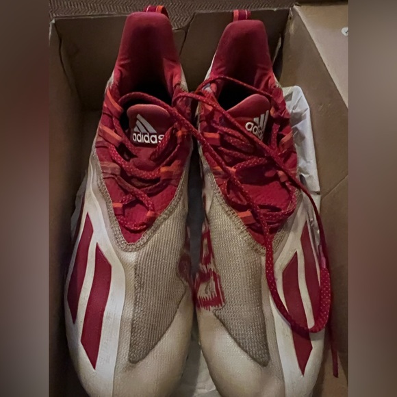 Adidas’s adizero size 12 red and white cleats - Picture 1 of 3
